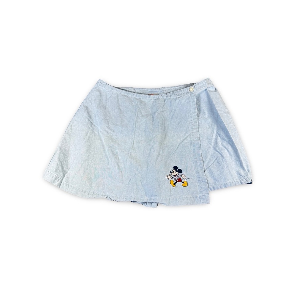 Vintage Disney Store Wrap Skirt Womens Size XL Mickey Mouse Denim Skort Shorts